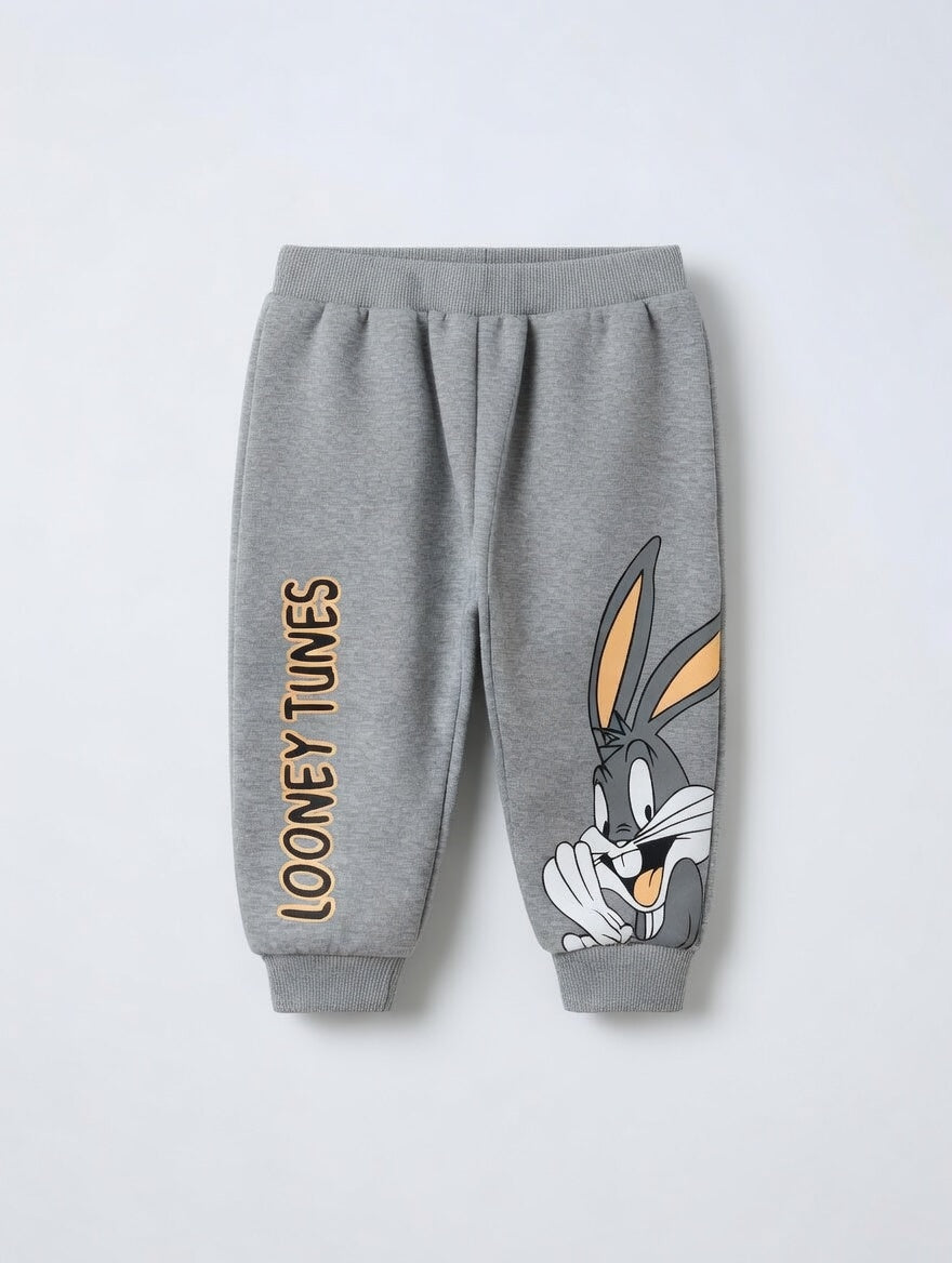 Pantalón de chándal gris EmpiBy con estampado de Bugs Bunny y logo de Looney Tunes en la pierna para niños