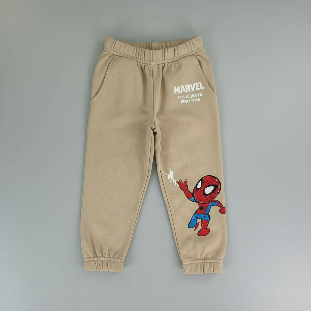Pantalón de chándal EmpiBy color beige con estampado de Spider-Man y logo de Marvel para niños