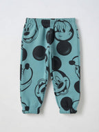 Pantalones jogger EmpiBy para niños en azul aguamarina con estampado integral de Mickey Mouse y puños elásticos