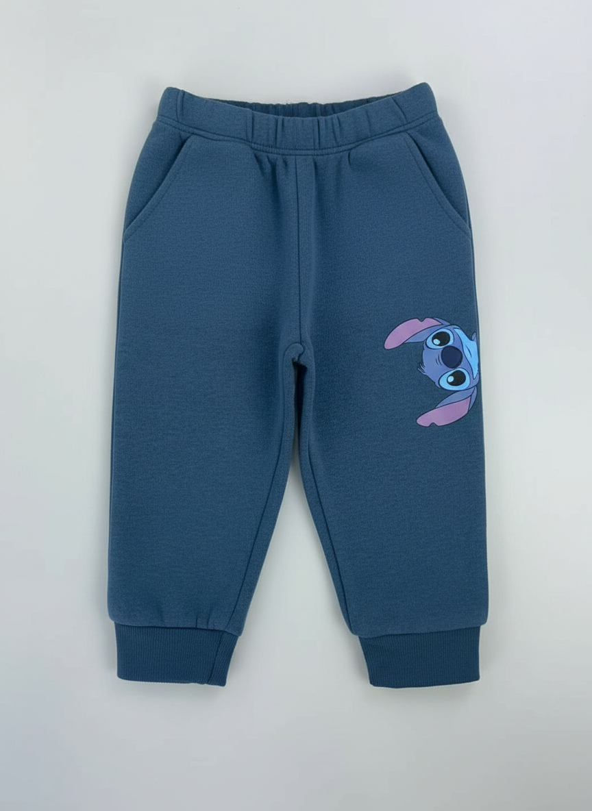 Pantalón jogger azul EmpiBy de Stitch con cintura elástica y estampado lateral del personaje para niños