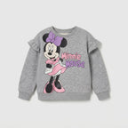 Sudadera gris EmpiBy para niña con estampado de Minnie Mouse y volantes decorativos en los hombros