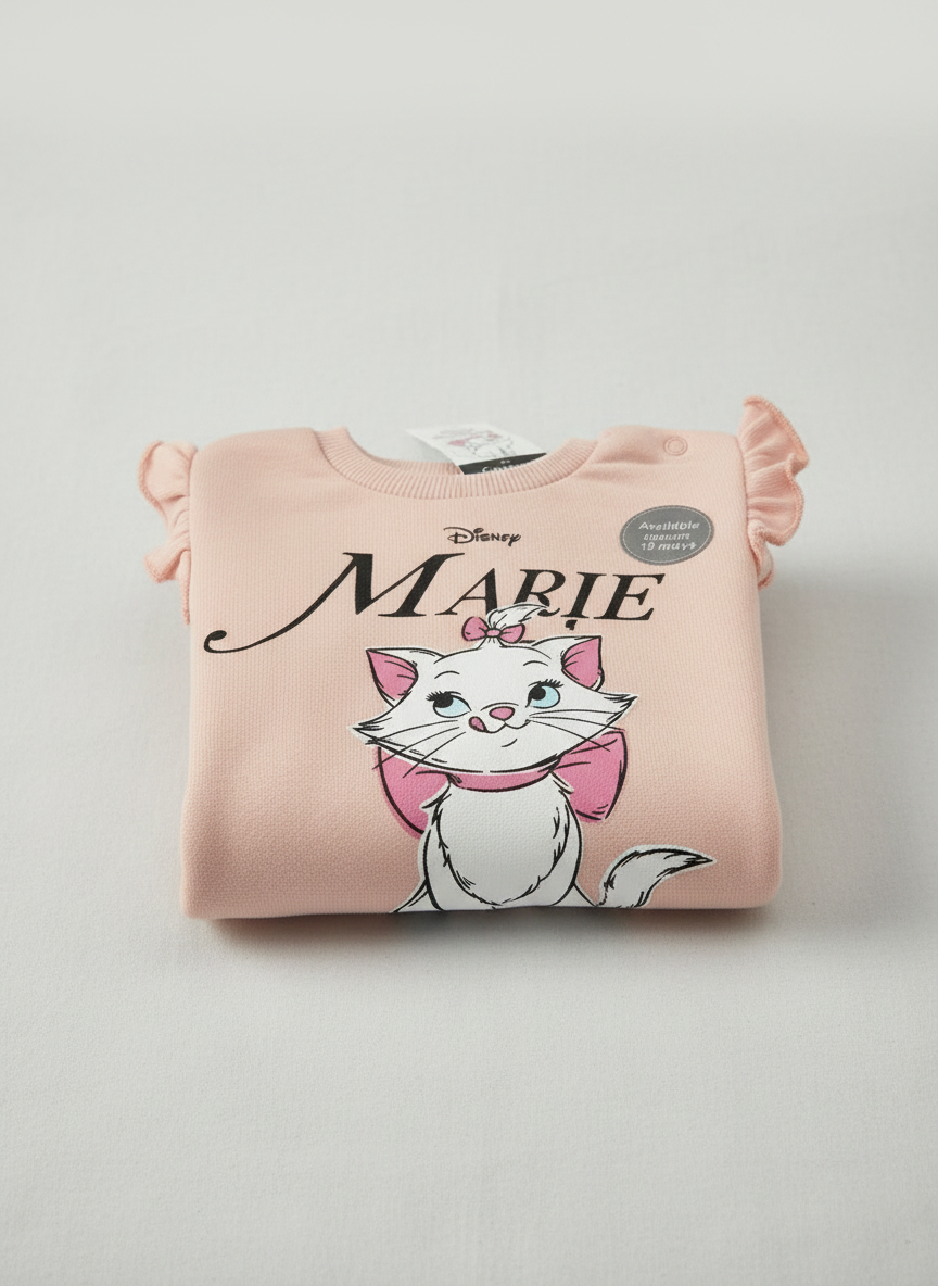 Sudadera rosa EmpiBy de Marie Aristogatos con volantes en los hombros y estampado frontal de Disney