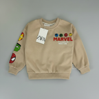 Sudadera EmpiBy color beige con estampado de superhéroes Marvel y logo en el pecho para niños