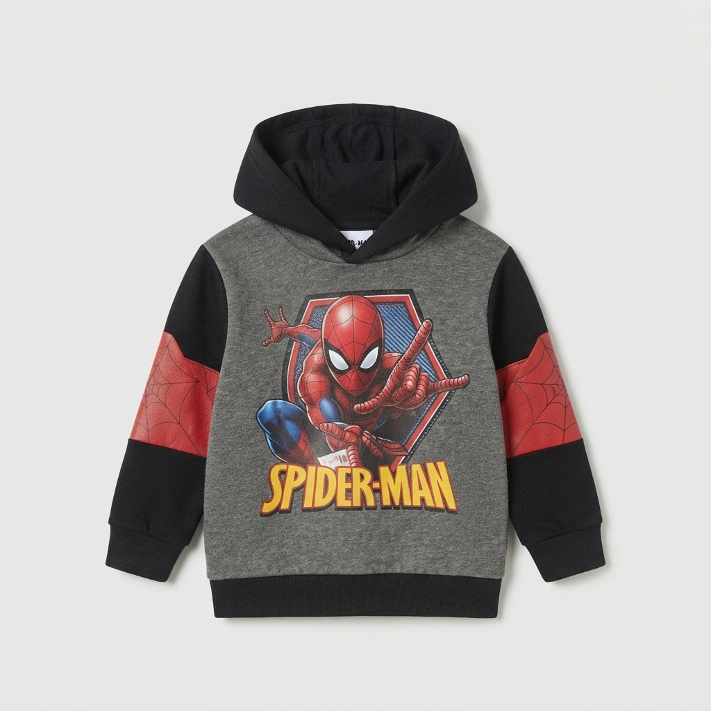 Sudadera con capucha EmpiBy de Spider-Man para niño en gris, rojo y negro con estampado del superhéroe en el frente