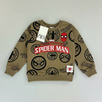 Sudadera EmpiBy de Spider-Man color caqui con estampado all-over de máscaras y logo frontal de Marvel