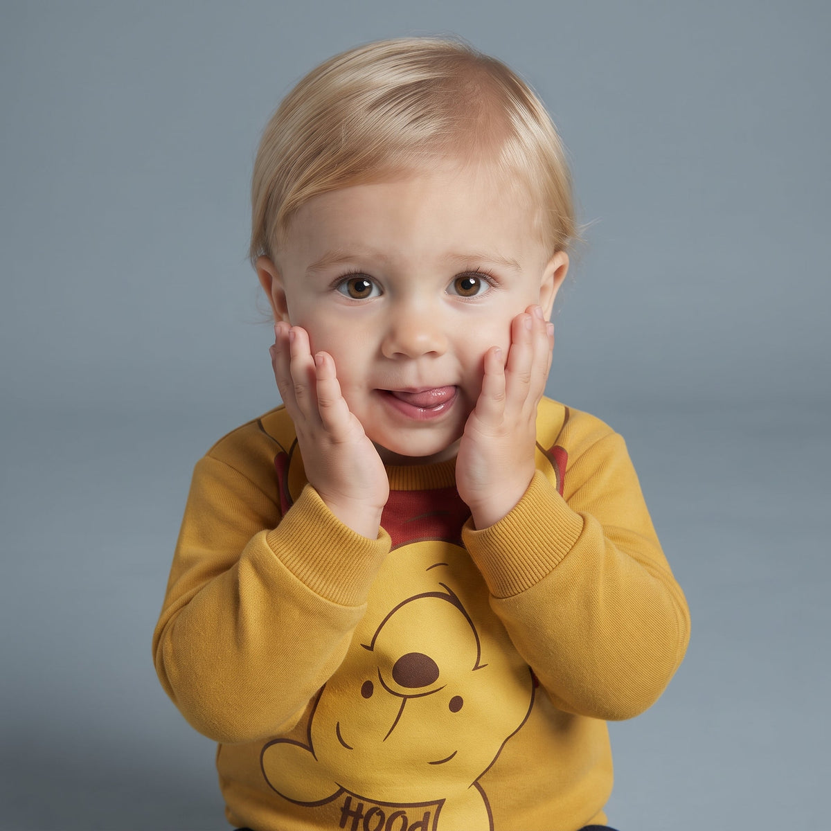 Bebé con sudadera amarilla de Winnie Pooh de EmpiBy, diseño tierno y cómodo para niños pequeños.