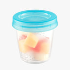 Vaso de almacenamiento EmpiBy Momeasy de 180 ml con tapa hermética azul, ideal para leche materna o snacks.