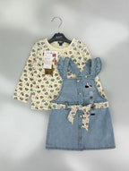 Conjunto EmpiBy de vestido denim con volantes y camiseta de manga larga con estampado de Minnie Mouse para niña