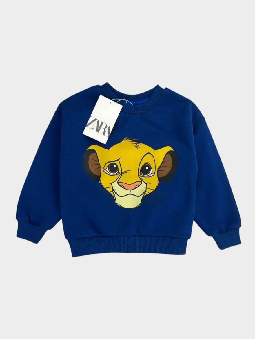 Sudadera azul eléctrico EmpiBy de algodón perchado con estampado frontal de Simba de Disney para niños