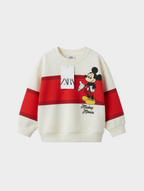 Sudadera EmpiBy de algodón perchado color crema y rojo con estampado clásico de Mickey Mouse y firma