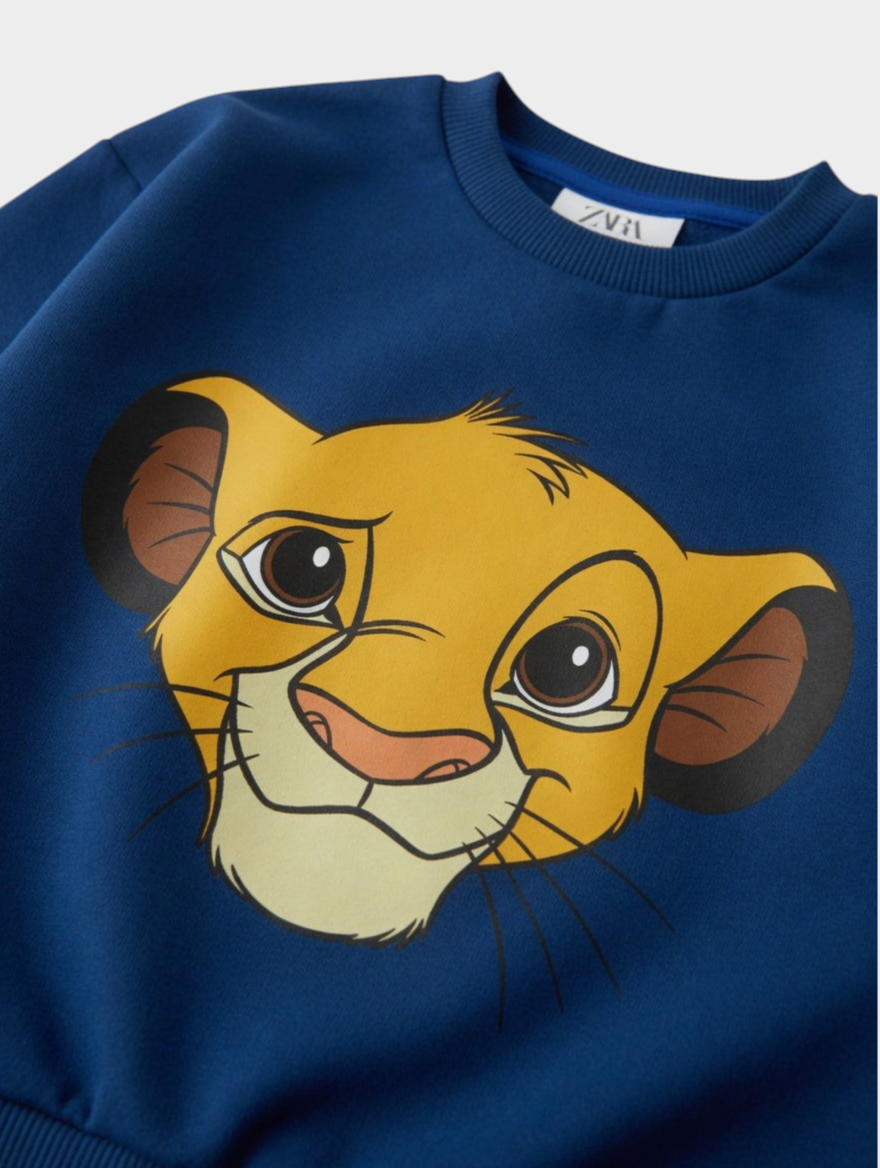 Sudadera azul eléctrico EmpiBy de algodón perchado con estampado frontal de Simba de Disney para niños