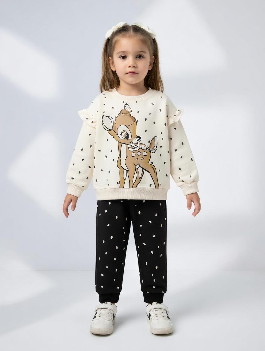 Sudadera Bambi "Forest Friends" – Beige y Negro