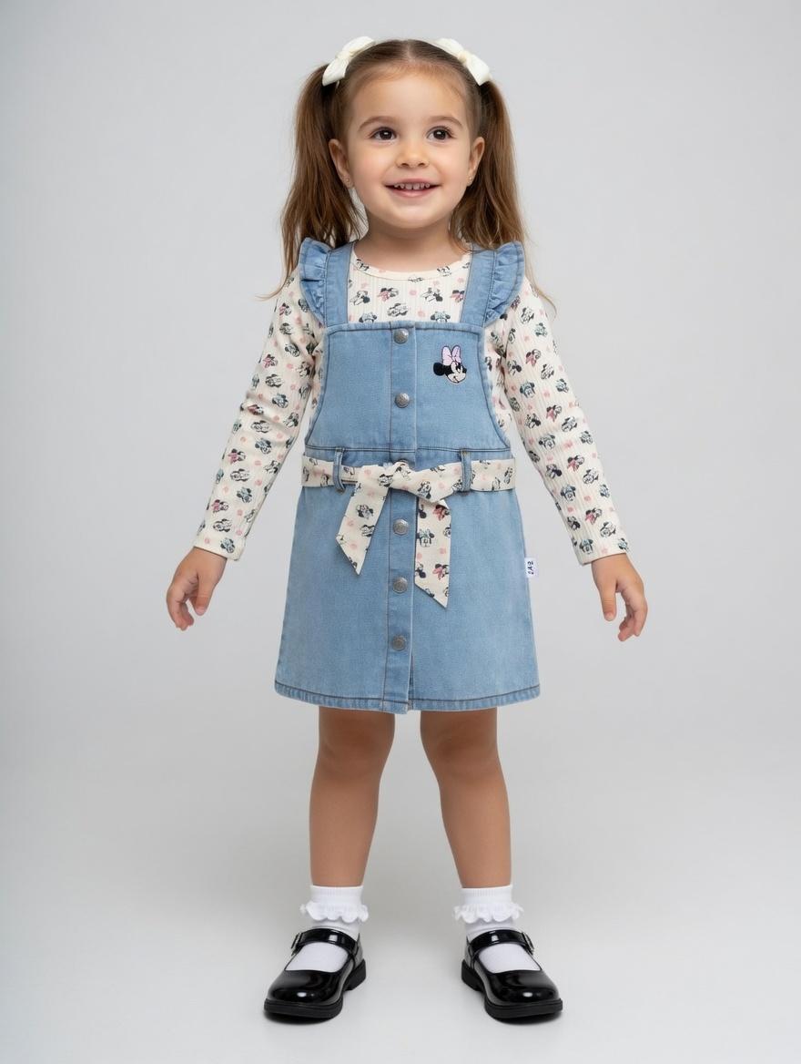 Vestido Denim Minnie Mouse con Volantes – Set Disney