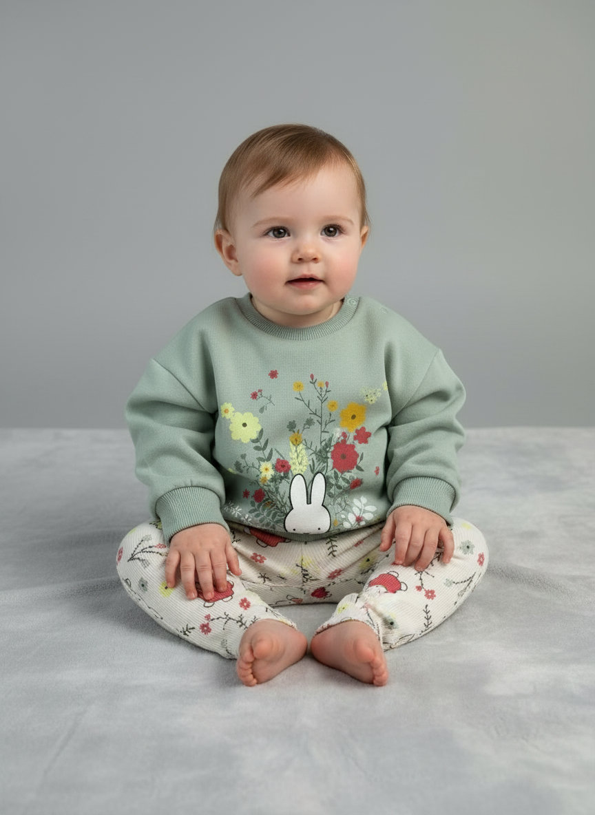 Sudadera Miffy Sage Green ¡Ternura, color y flores!